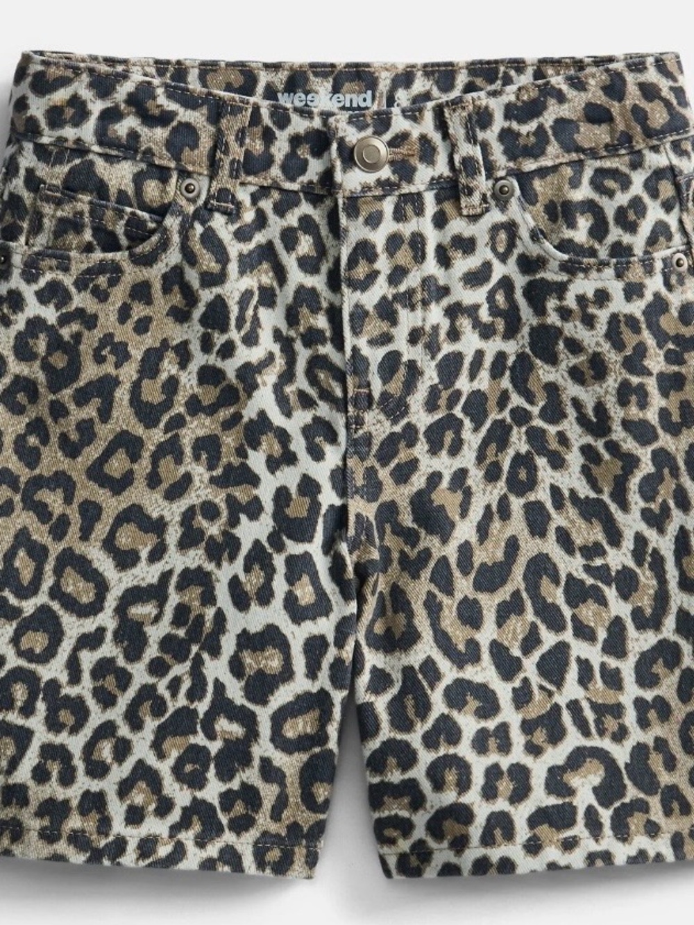 Weekend Academy Girls Leopard Printed Baggy Jean Shorts Sz 12 Bermuda Modern